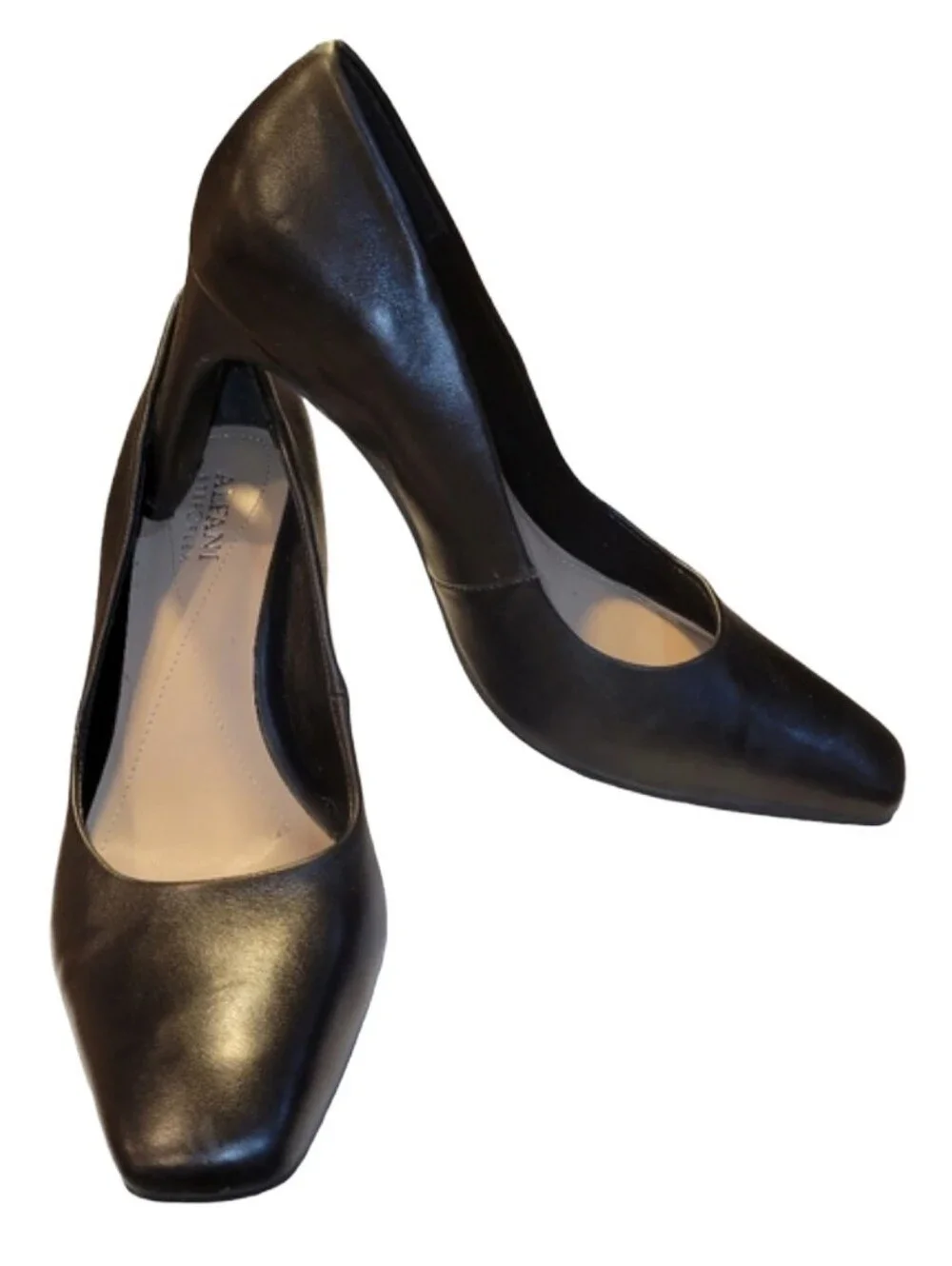 Alfani Tarah Black Leather Square Toe Pumps Step N Flex Comfort Size 8.5